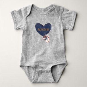 Body Para Bebê Pai eletricista LOTO Jean Heart Patch