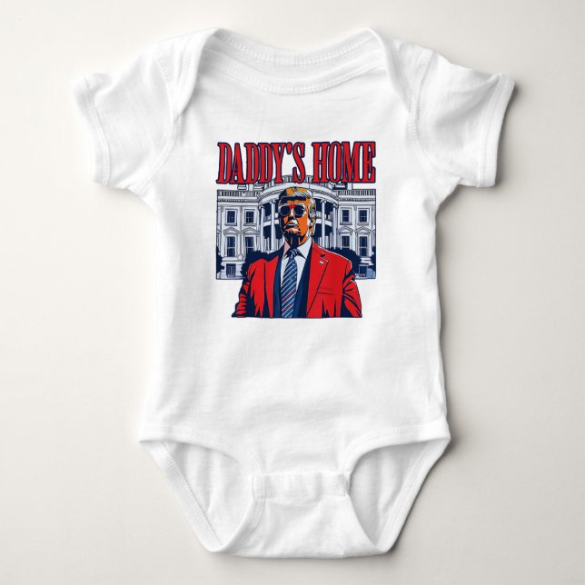 Body Para Bebê Pai Home Trump | Presente de Trump na Casa Branca (Frente)