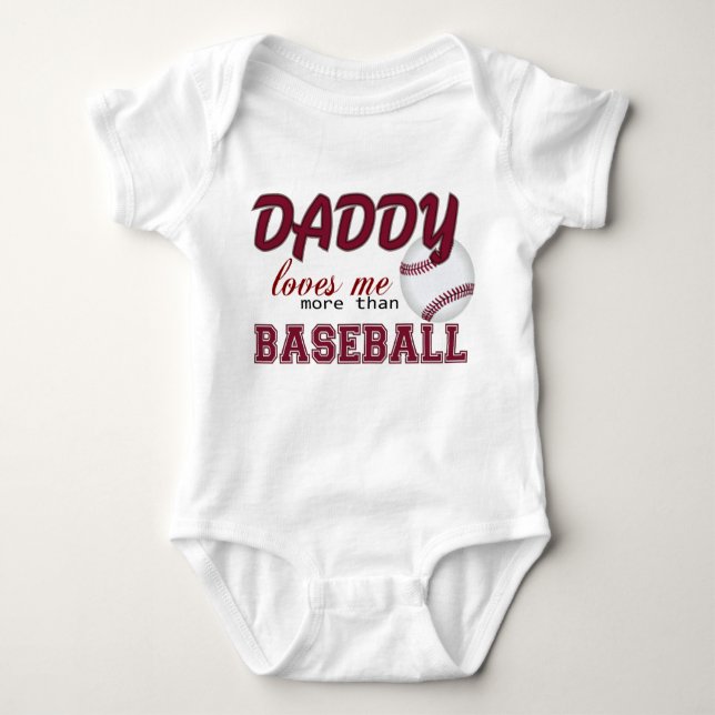 Body Para Bebê Pai Me Ama Mais Que Baseball (Frente)