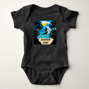 Body Para Bebê Pai Surfer/Dia de os pais Feliz