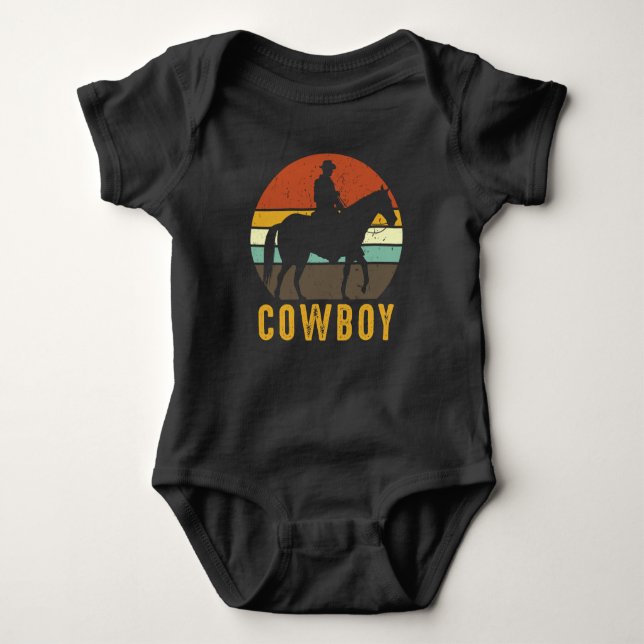 Body Para Bebê País Retro Cowboy Oeste Cavaleiro (Frente)