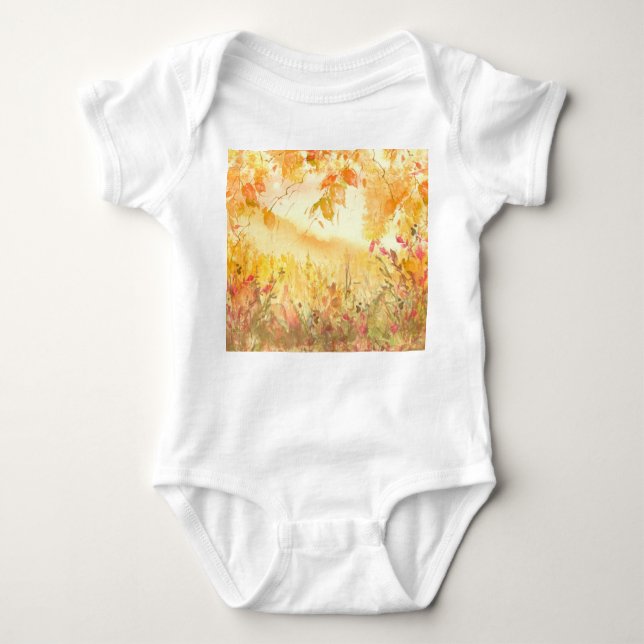 Body Para Bebê Paisagem de Paisagem de Campo de Aquarela (Frente)