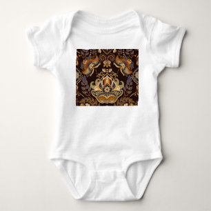 Body Para Bebê Paisley Escuro: Floral Indiano Sem Costura.