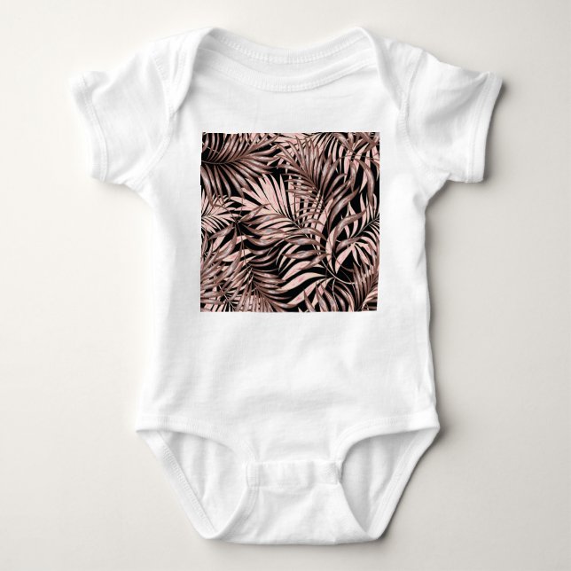 Body Para Bebê Palma Tropical: Padrão Floral da Selva. (Frente)