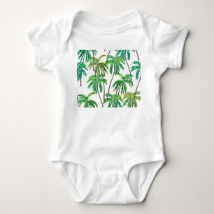 Body Para Bebê Palmas acrílicas: Textura têxtil de verão.