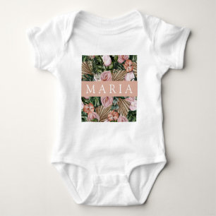 Body Para Bebê Palmeira da selva deixa flores da floresta tropica