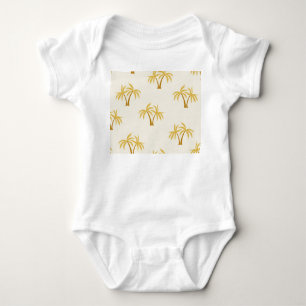 Body Para Bebê Palmeiras Douradas: Têxtil Tropical.