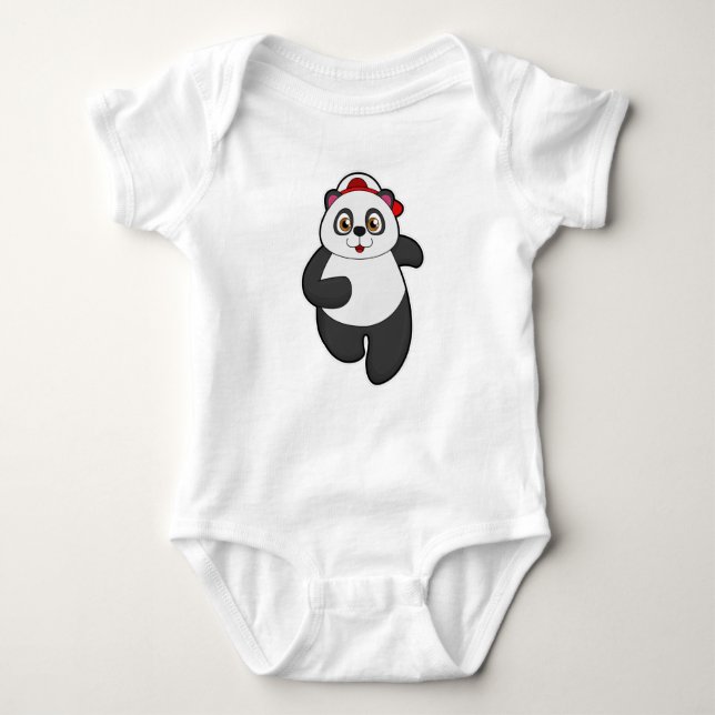 Body Para Bebê Panda a Correr com Boné (Frente)