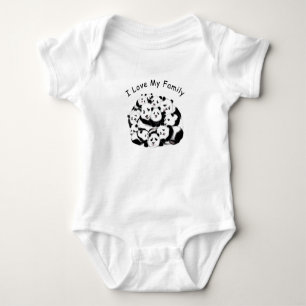 Body Para Bebê Panda Baby Bodyfato Text - Eu Amo Minha Família