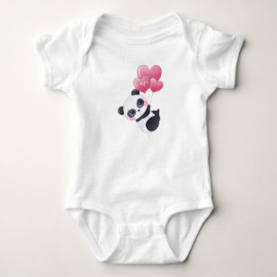 Body Para Bebê Panda Balões de Coração