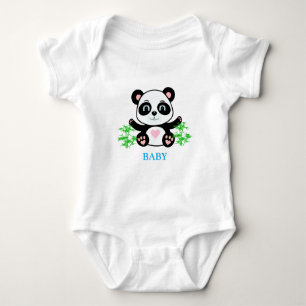 Body Para Bebê Panda Bear e Plantas de Bambu