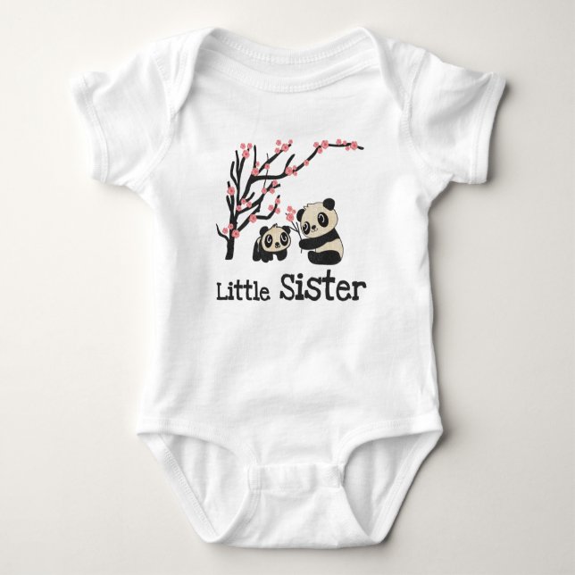Body Para Bebê Panda Bears Little Sister (Frente)