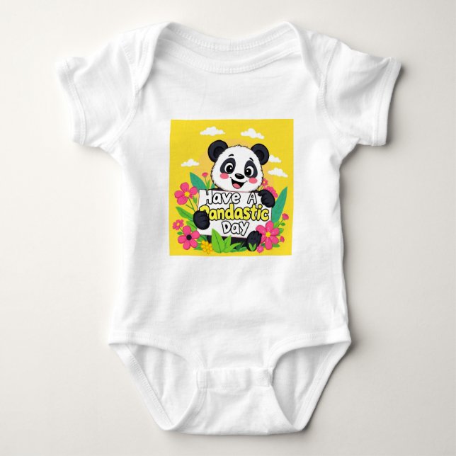 Body Para Bebê Panda Bonita "Tenha Um Dia Pandástico" (Frente)