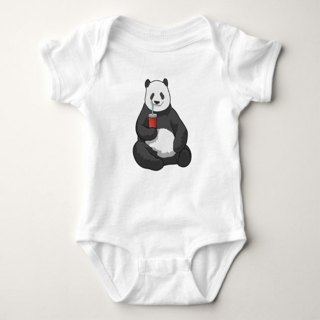 Body Para Bebê Panda com Bebida (Frente)