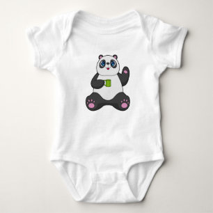 Body Para Bebê Panda com caneca de café