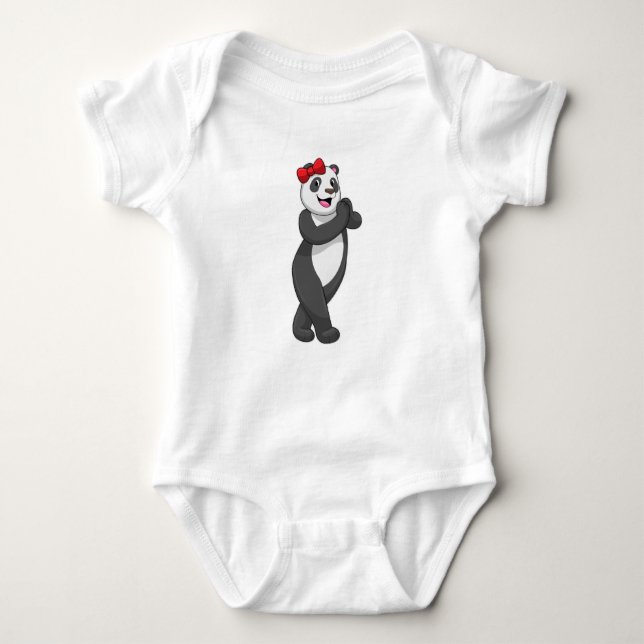 Body Para Bebê Panda com Faixa de Opções (Frente)