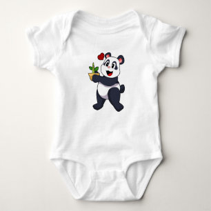 Body Para Bebê Panda com Flor Bamboo