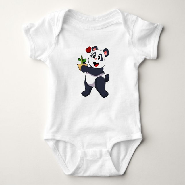 Body Para Bebê Panda com Flor Bamboo (Frente)