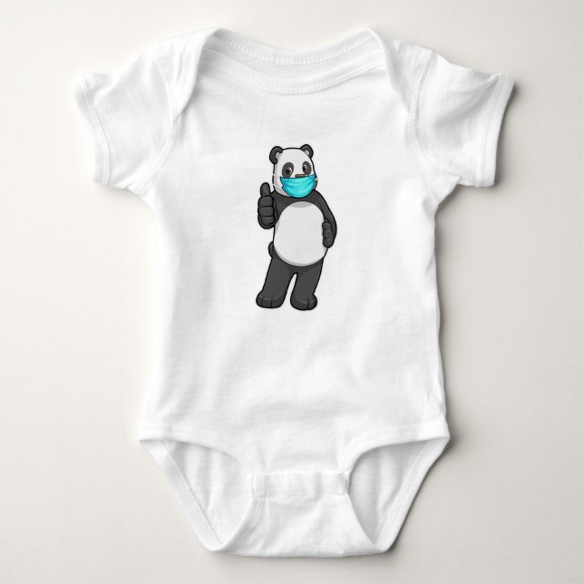 Body Para Bebê Panda com máscara de rosto (Frente)