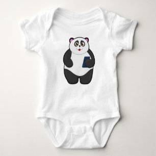 Body Para Bebê Panda com telefone celular