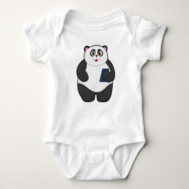 Body Para Bebê Panda com telefone celular (Frente)