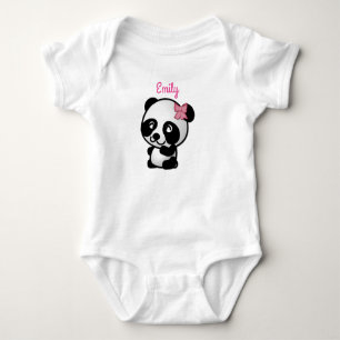 Body Para Bebê Panda com um bebê Arco rosa