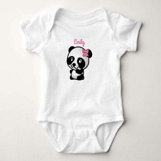 Body Para Bebê Panda com um bebê Arco rosa (Frente)