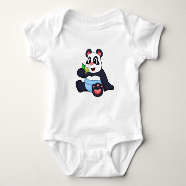Body Para Bebê Panda como bebê com Bambus (Frente)