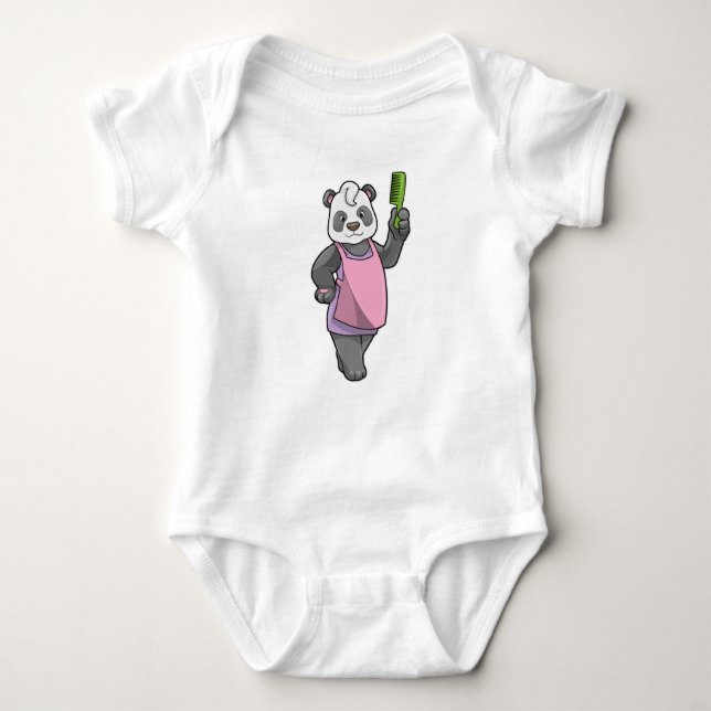 Body Para Bebê Panda como cabeleireiro com Comb (Frente)