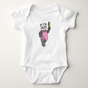 Body Para Bebê Panda como cabeleireiro com Comb