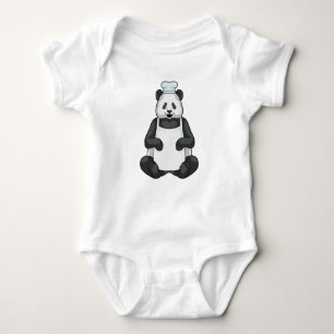 Body Para Bebê Panda como chef com chapéu Cozinhar