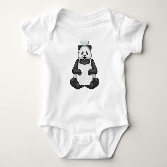 Body Para Bebê Panda como chef com chapéu Cozinhar (Frente)