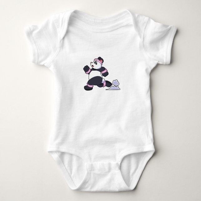 Body Para Bebê Panda como Corredor em Corrida (Frente)
