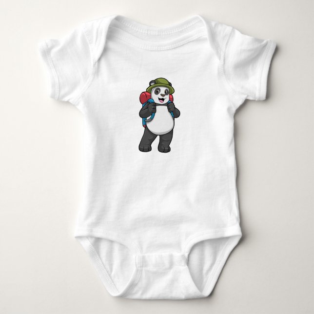 Body Para Bebê Panda como Hiker com mochila (Frente)