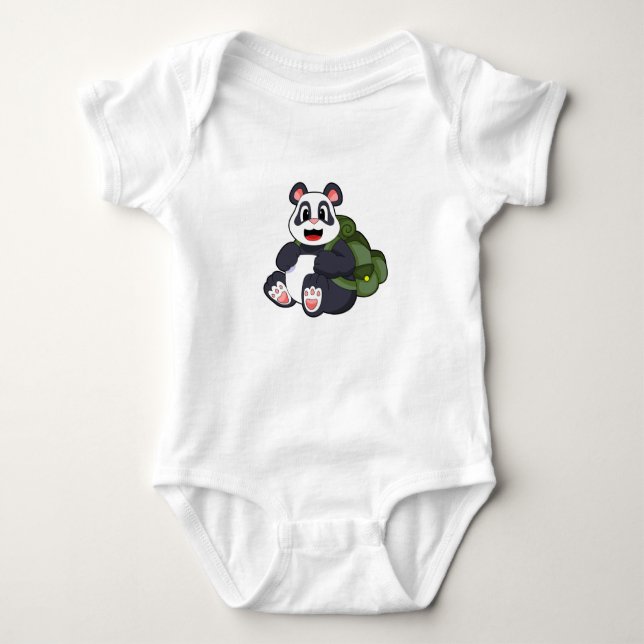 Body Para Bebê Panda como Hiker com mochila (Frente)