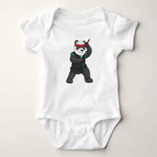 Body Para Bebê Panda como Ninja em Figurino