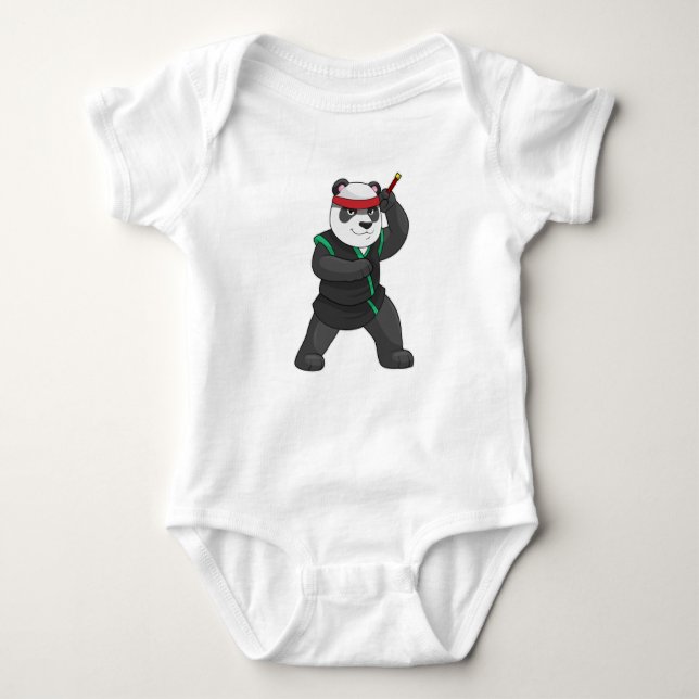 Body Para Bebê Panda como Ninja em Figurino (Frente)
