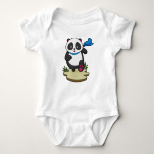 Body Para Bebê Panda como Runner com Scarf