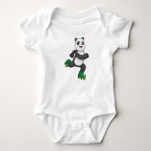 Body Para Bebê Panda como skater em linha com skates Roller