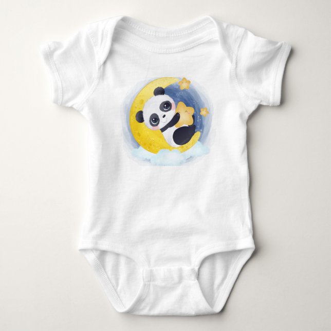 Body Para Bebê Panda da Lua Sonolento (Frente)
