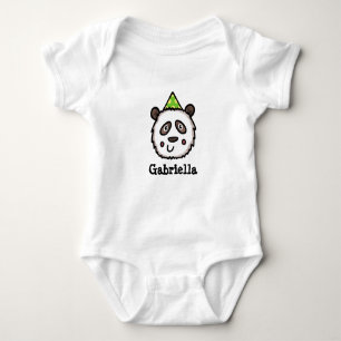 Body Para Bebê Panda do Partido Personalizado vestindo um Chapéu