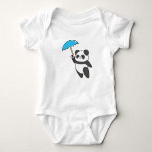 Body Para Bebê Panda em Chuva com Guarda-chuvas