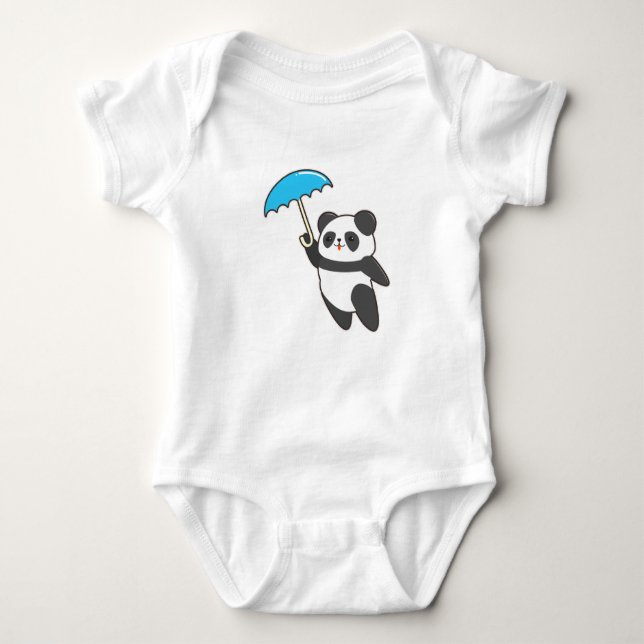 Body Para Bebê Panda em Chuva com Guarda-chuvas (Frente)