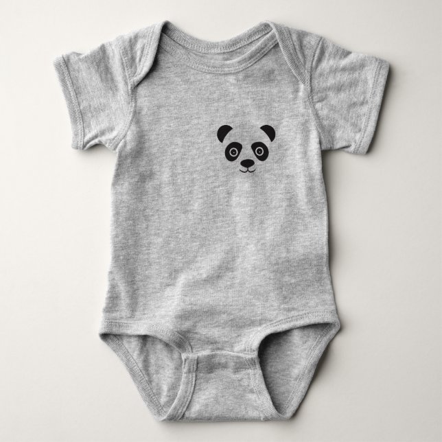 Body Para Bebê Panda Face Black and White Bear (Frente)