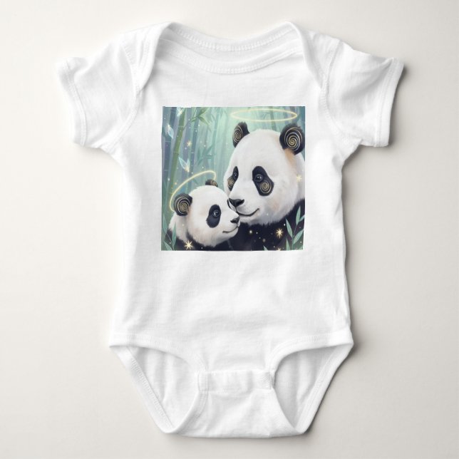 Body Para Bebê Panda Family Jersey (Frente)