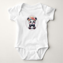 Body para Bebê Panda Fofo com Coroa Floral
