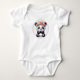 Body para Bebê Panda Fofo com Coroa Floral