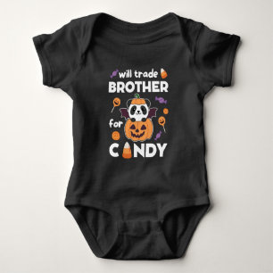 Body Para Bebê Panda Halloween Troca Irmão Por Doce
