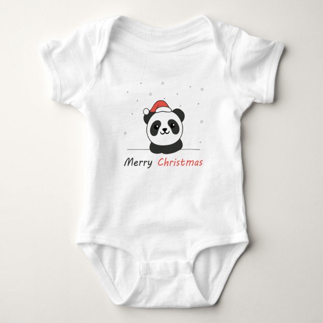 Body Para Bebê Panda Natal Neve Animais de inverno Pandas (Frente)
