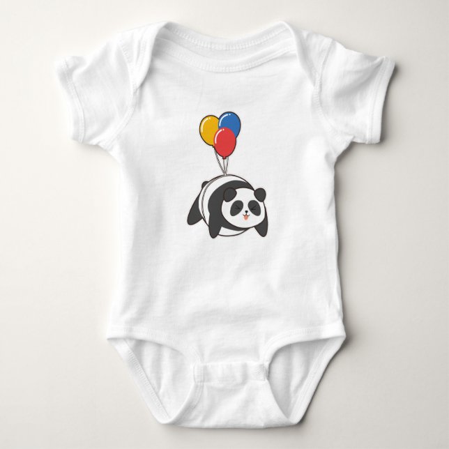 Body Para Bebê Panda no aniversário com Ballon (Frente)